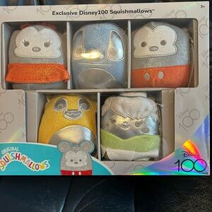 Disney Squishmallows Set with Silver, Red, and Yellow